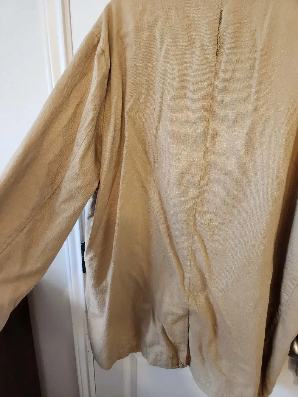 Big and tall linen blend Tan Cotton Safari Utility Field Jacket